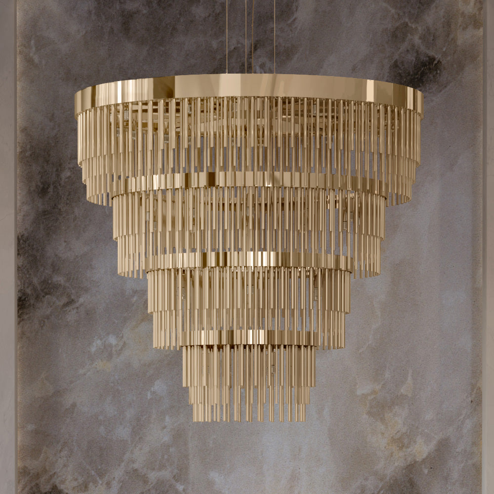 Tiered Modern Designer Gold Plated Chandelier