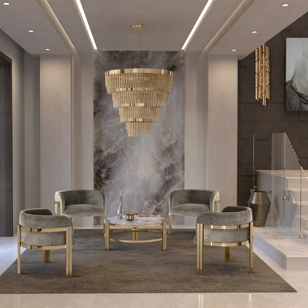 Tiered Modern Designer Gold Plated Chandelier