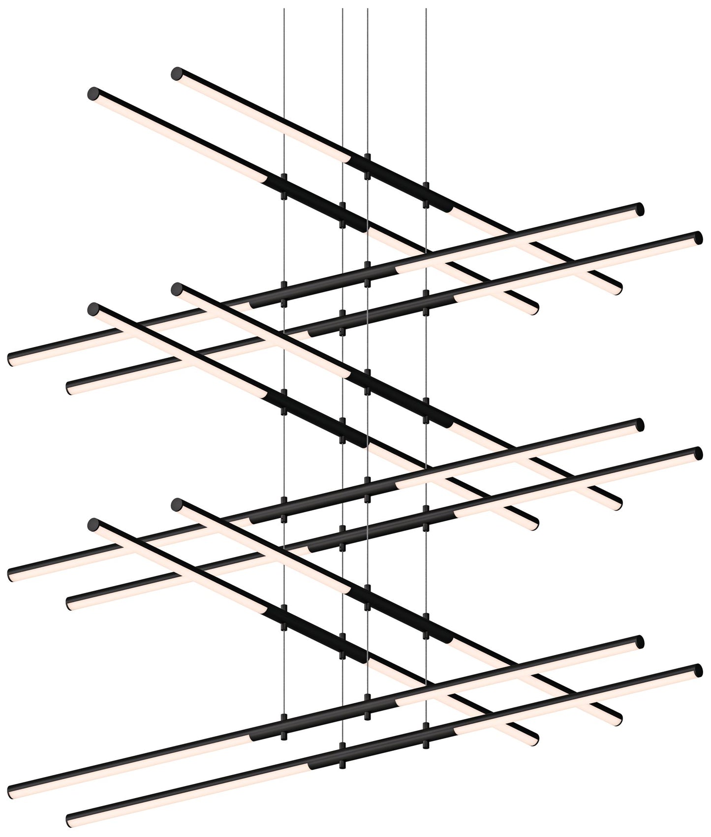 Tik-Tak�?47 1/2"W Black Stack 6-Tier 24-Light LED Pendant