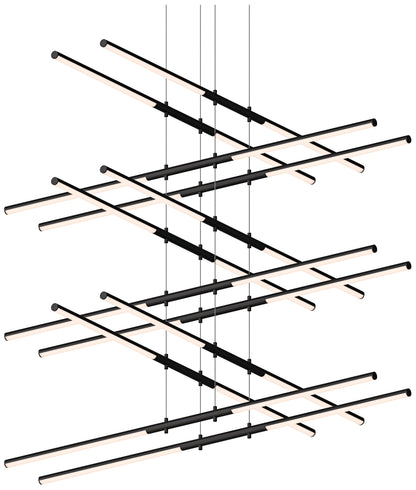 Tik-Tak�?47 1/2"W Black Stack 6-Tier 24-Light LED Pendant