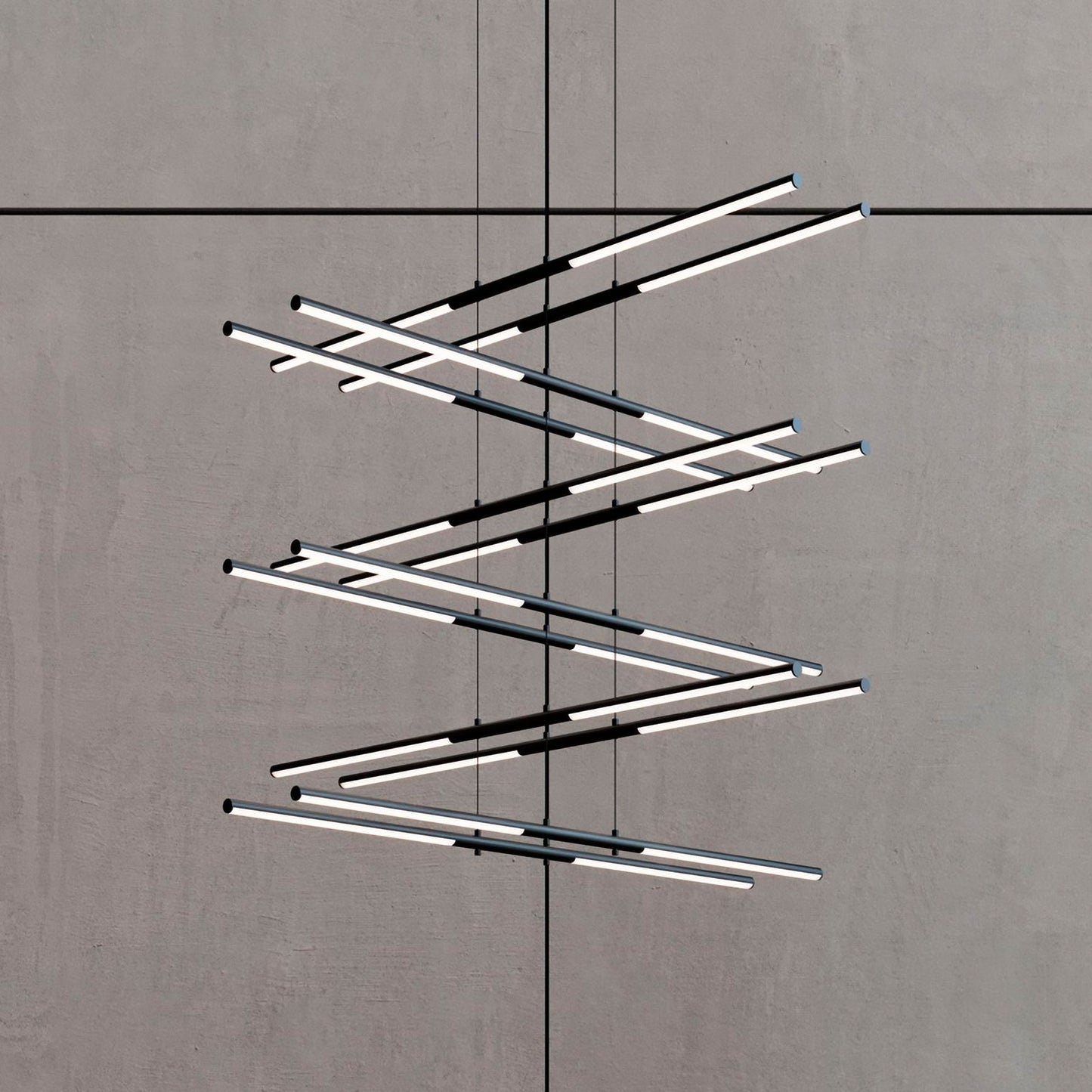 Tik-Tak�?47 1/2"W Black Stack 6-Tier 24-Light LED Pendant