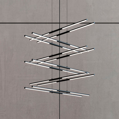 Tik-Tak�?47 1/2"W Black Stack 6-Tier 24-Light LED Pendant