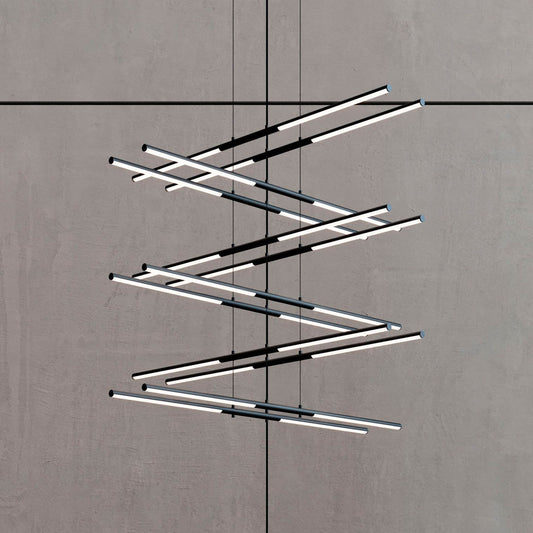 Tik-Tak�?47 1/2"W Black Stack 6-Tier 24-Light LED Pendant