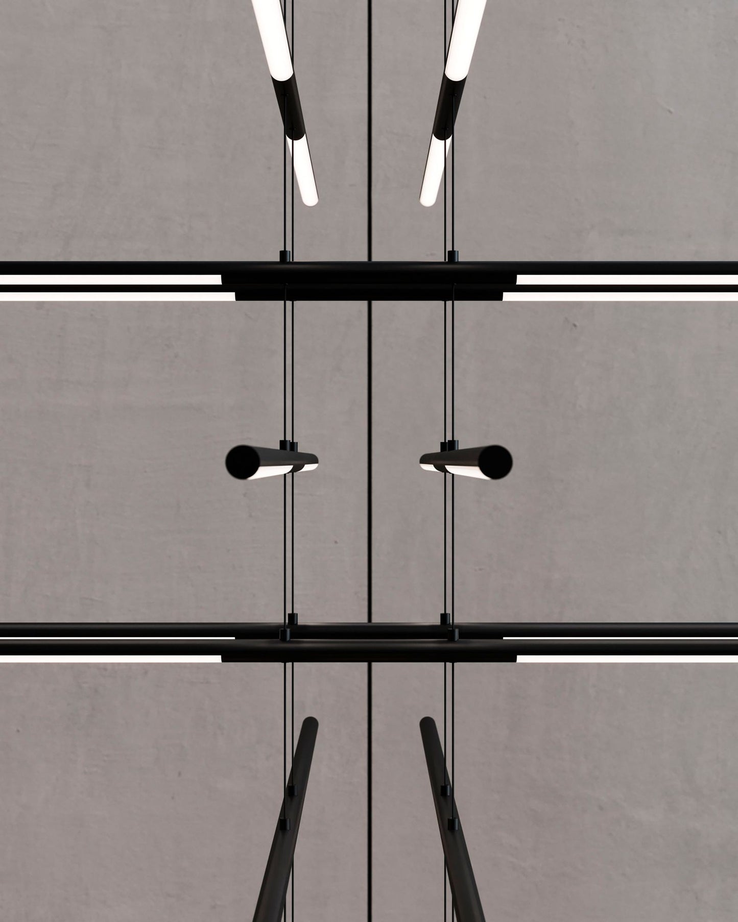 Tik-Tak�?47 1/2"W Black Stack 6-Tier 24-Light LED Pendant