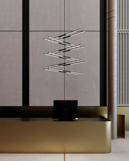 Tik-Tak�?47 1/2"W Black Stack 6-Tier 24-Light LED Pendant