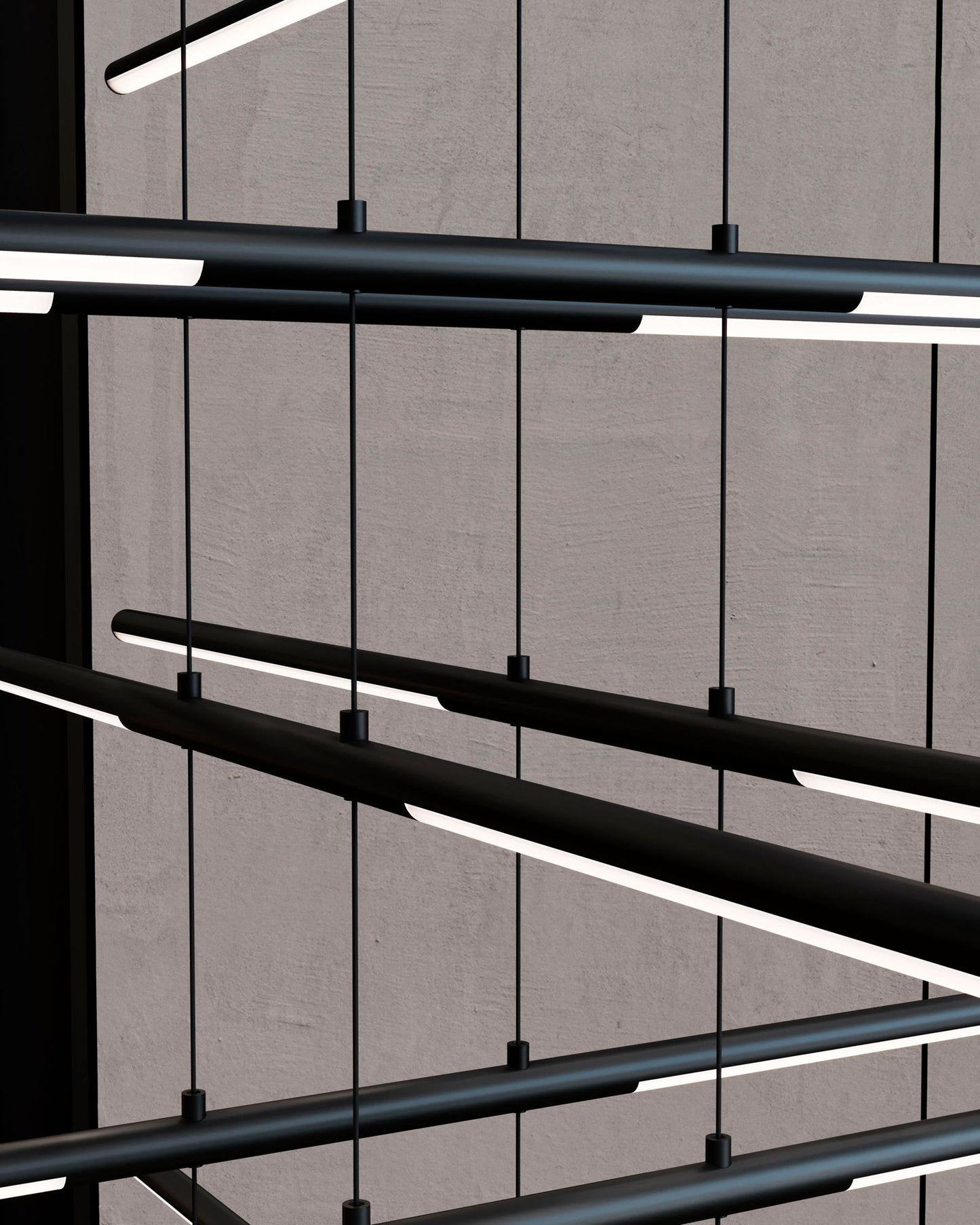 Tik-Tak�?47 1/2"W Black Stack 6-Tier 24-Light LED Pendant