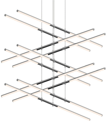 Tik-Tak�?47 1/2"W Chrome Stack 5-Tier 20-Light LED Pendant