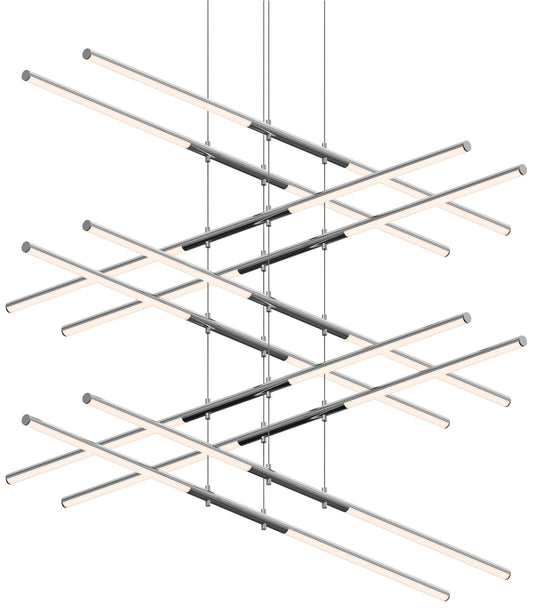 Tik-Tak�?47 1/2"W Chrome Stack 5-Tier 20-Light LED Pendant