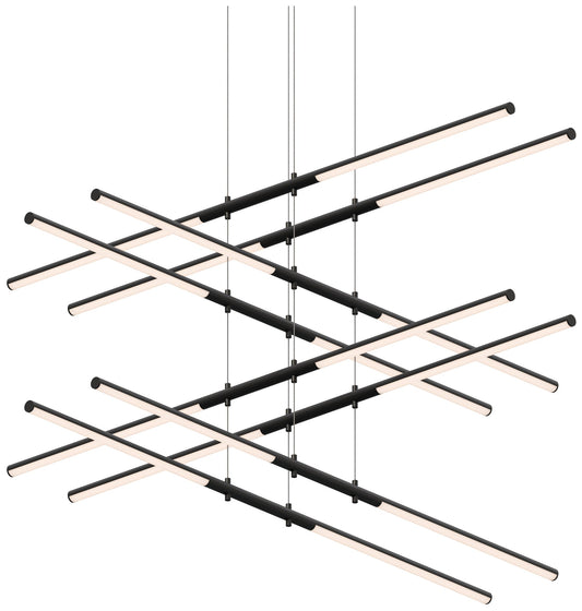 Tik.Tak Stack 47.5" Wide Satin Black 4.Tier LED Pendant