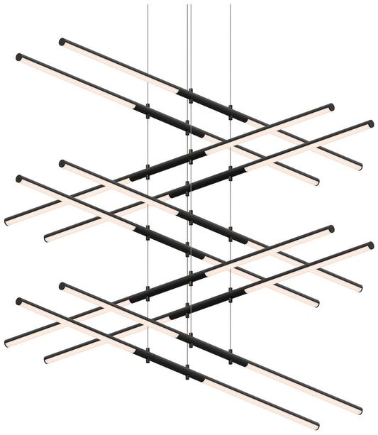 Tik-Tak Stack 47.5" Wide Satin Black LED Pendant