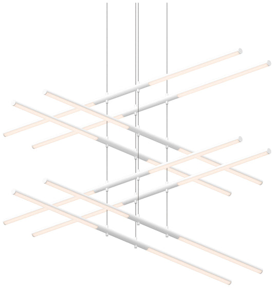Tik.Tak Stack 47.5" Wide Satin White 4.Tier LED Pendant