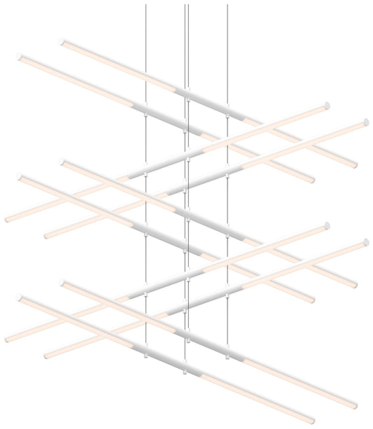 Tik.Tak Stack 47.5" Wide Satin White 5.Tier LED Pendant