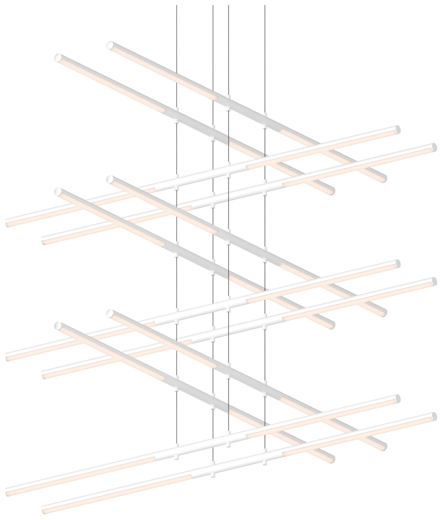 Tik.Tak Stack 47.5" Wide Satin White 6.Tier LED Pendant