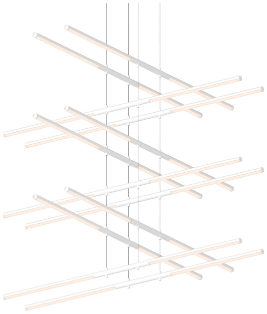 Tik.Tak Stack 47.5" Wide Satin White 6.Tier LED Pendant