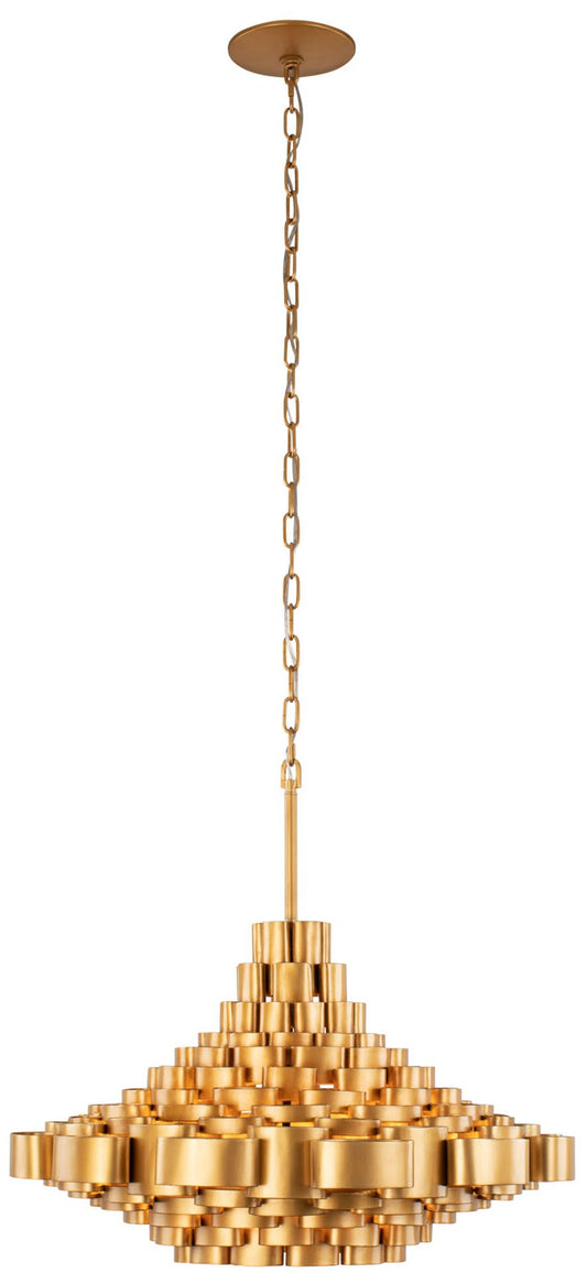 Totally Tubular 6-Lt Pendant - Antique Gold & Carbon Black