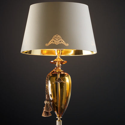 Traditional Amber Blown Glass Floor Lamp