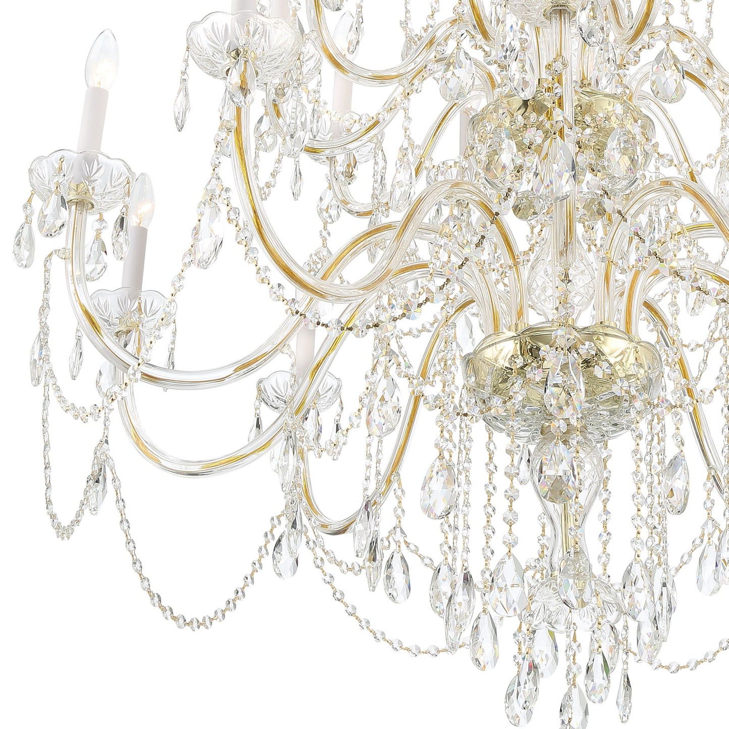 Traditional Crystal 25 Light Polished Brass Chandelier