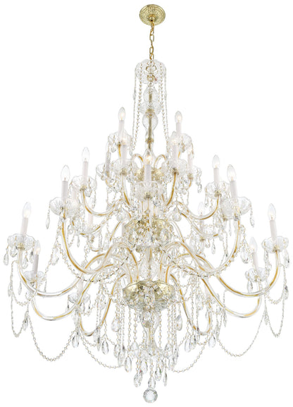 Traditional Crystal 25 Light Polished Brass Chandelier