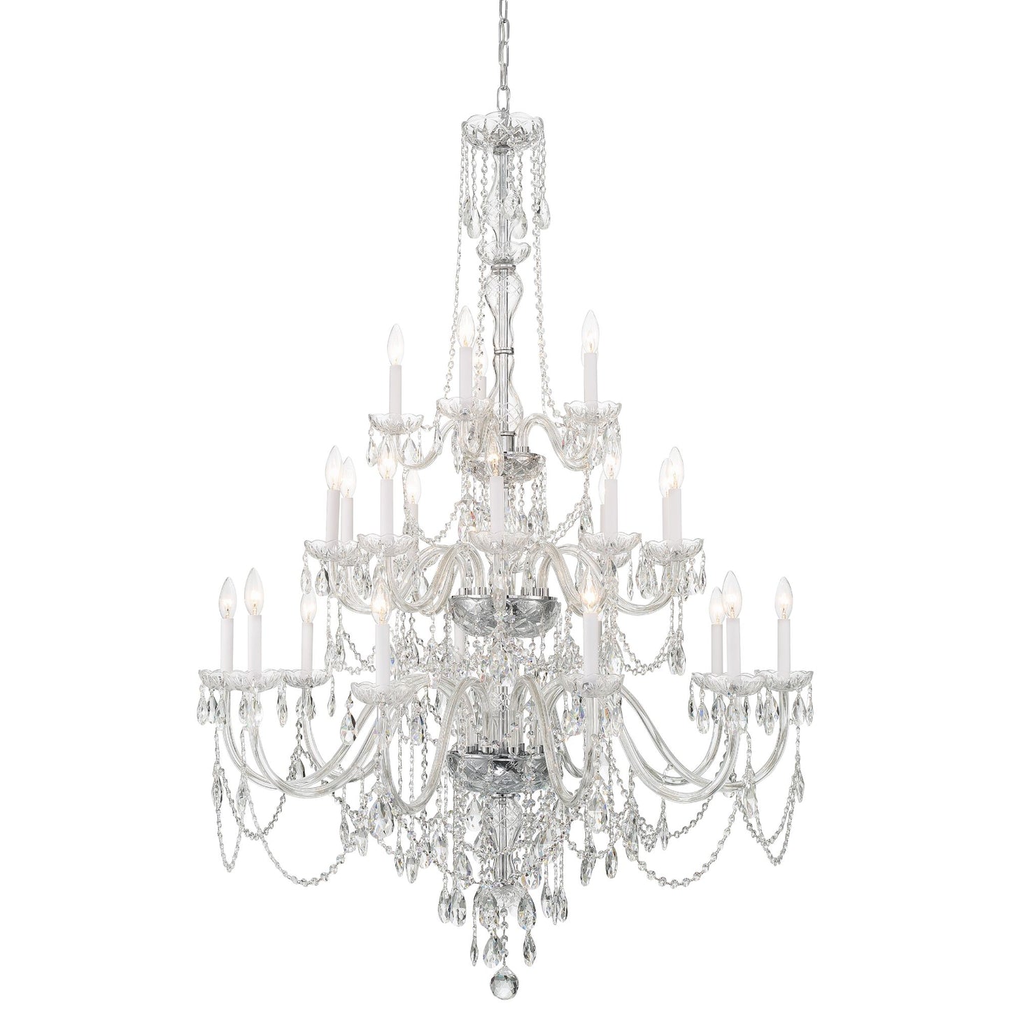 Traditional Crystal 25 Light Polished Chrome Chandelier