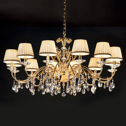 Traditional Crystal Polished Gold Chandelier