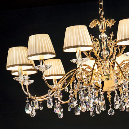 Traditional Crystal Polished Gold Chandelier