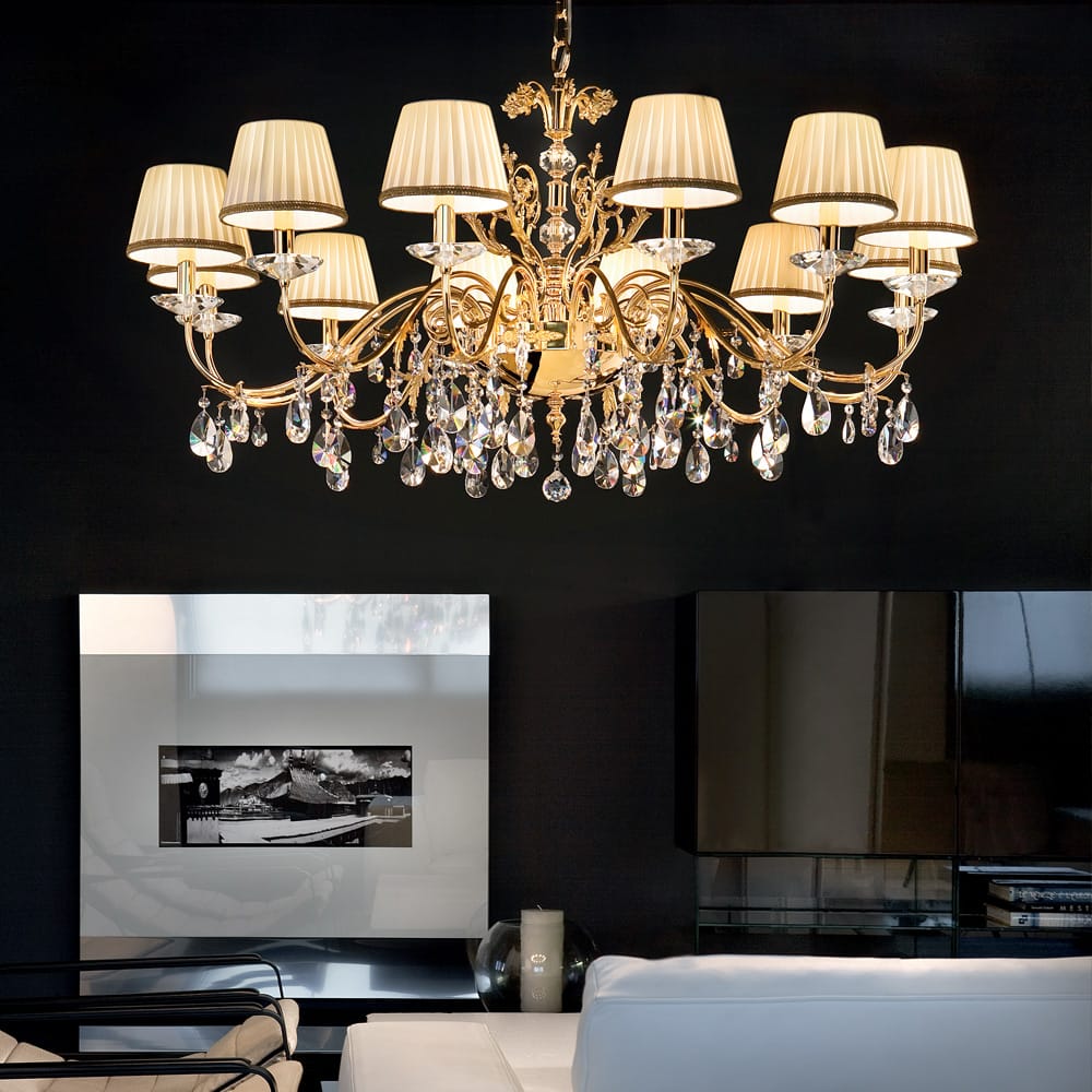 Traditional Crystal Polished Gold Chandelier