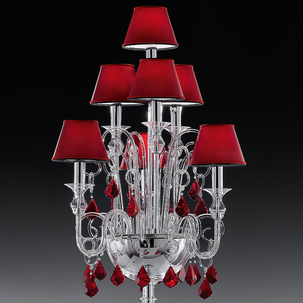 Traditional Floor Lamp With Red Crystal Drops
