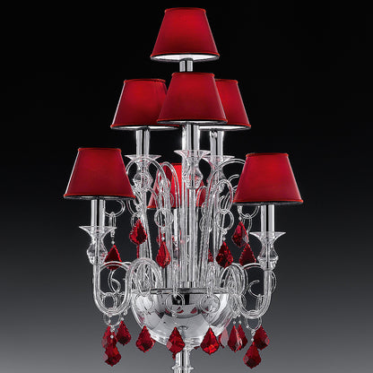 Traditional Floor Lamp With Red Crystal Drops