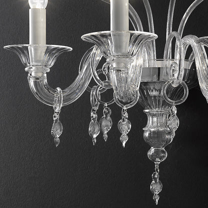 Traditional Three Armed Clear Glass Wall Light