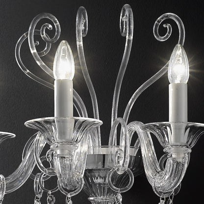 Traditional Three Armed Clear Glass Wall Light