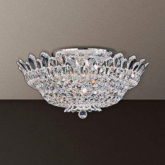 Trilliane 10.5"H x 24"W 10-Light Crystal Flush Mount in Silver