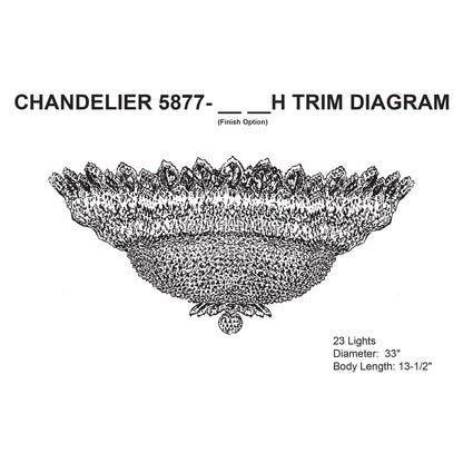Trilliane 13.5"H x 33"W 23-Light Crystal Flush Mount in Silver