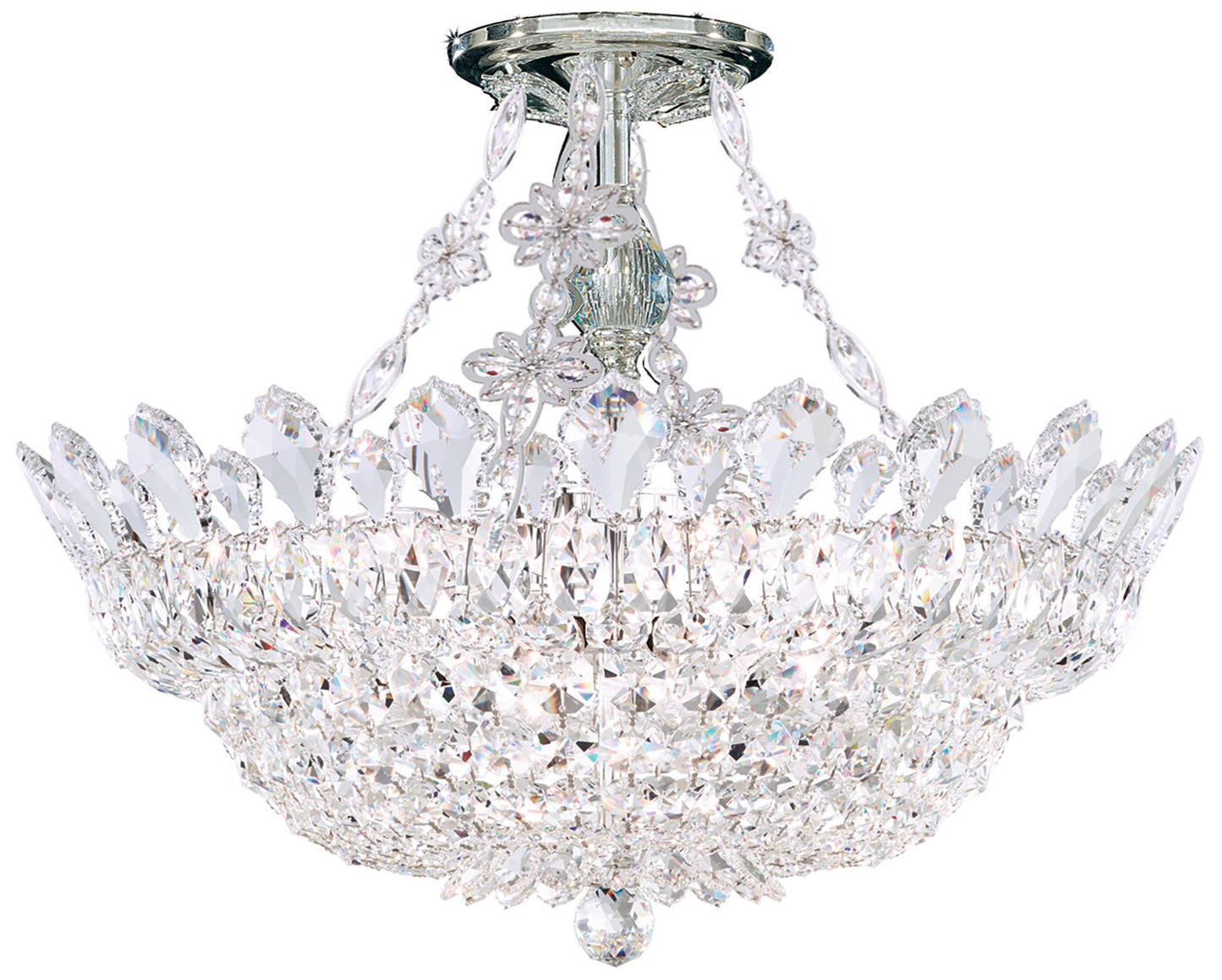 Trilliane 15"H x 19"W 8-Light Crystal Semi-Flush Mount in Silver