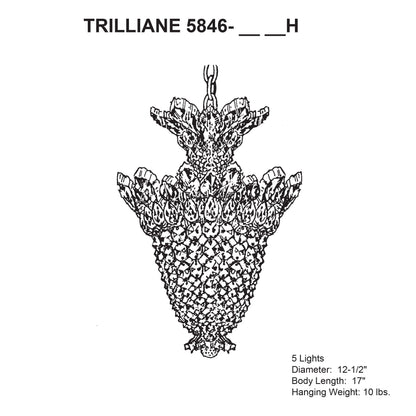 Trilliane 17"H x 12.5"W 5-Light Crystal Chandelier in Silver