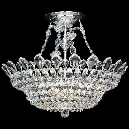 Trilliane 19"H x 24"W 10-Light Crystal Semi-Flush Mount in Silver