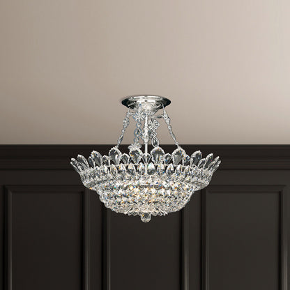 Trilliane 19"H x 24"W 10-Light Crystal Semi-Flush Mount in Silver