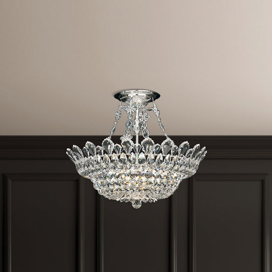 Trilliane 19"H x 24"W 10-Light Crystal Semi-Flush Mount in Silver