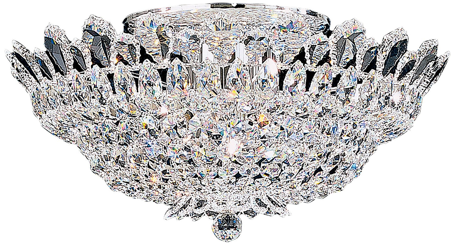 Trilliane 24" Wide Polished Silver Clear Crystal 10-Lt Flush Mt