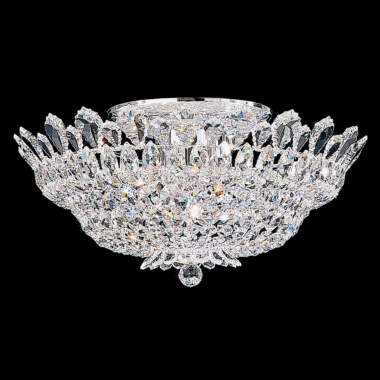 Trilliane 24" Wide Polished Silver Clear Crystal 10-Lt Flush Mt