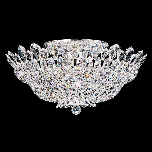 Trilliane 24" Wide Polished Silver Clear Crystal 10-Lt Flush Mt