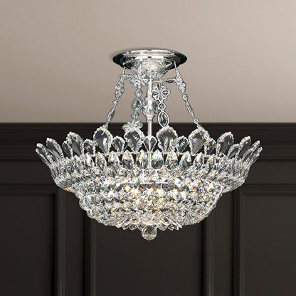 Trilliane 24" Wide Polished Silver Clear Crystal 10-Lt Semi-Flush Mt