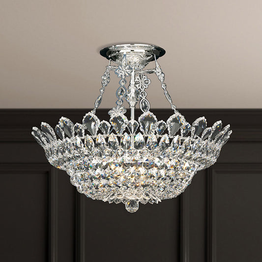 Trilliane 24" Wide Polished Silver Clear Crystal 10-Lt Semi-Flush Mt