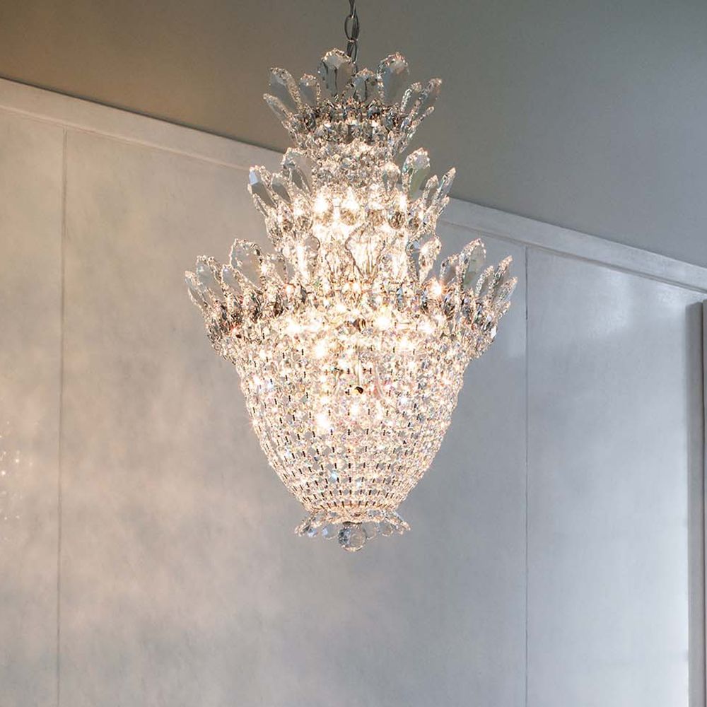 Trilliane 28"H x 19"W 15-Light Crystal Chandelier in Silver