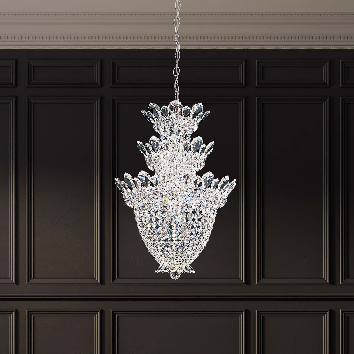 Trilliane 28"H x 19"W 15-Light Crystal Chandelier in Silver