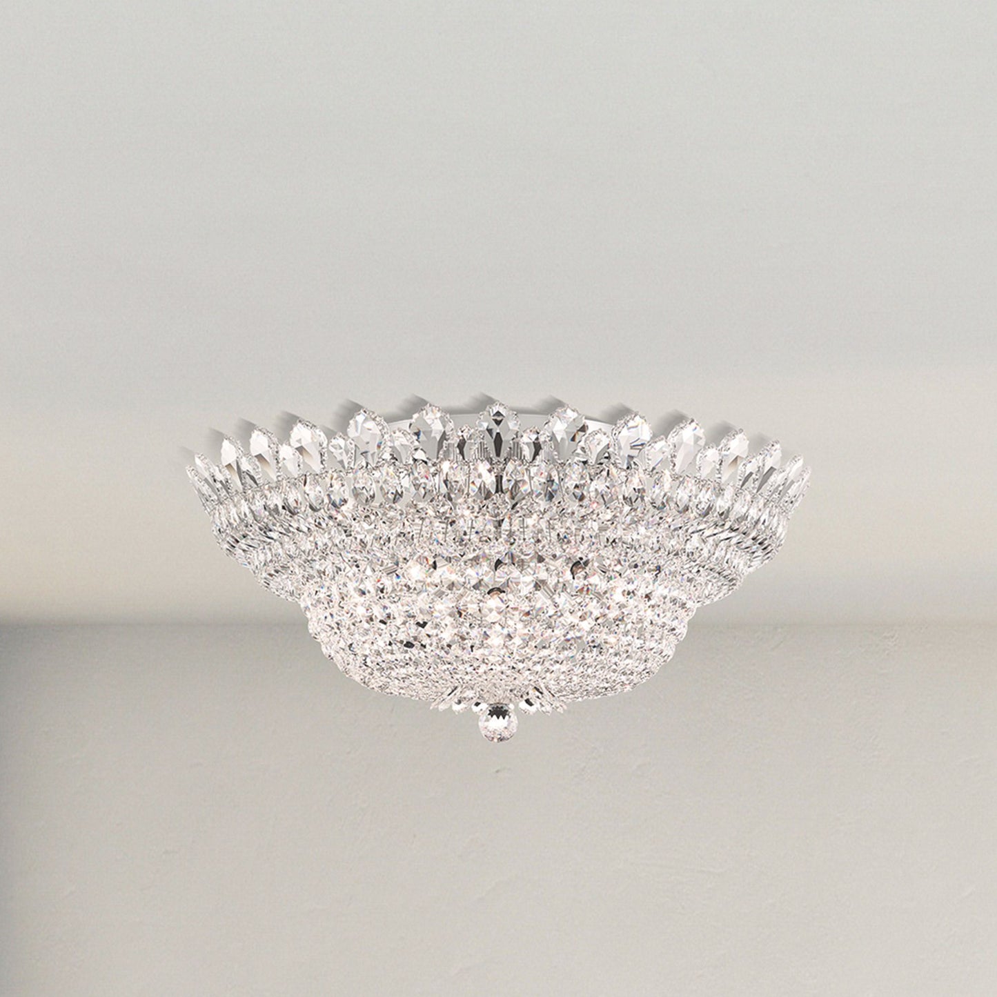 Trilliane 33" Wide Polished Silver Clear Crystal 23-Lt Flush Mt