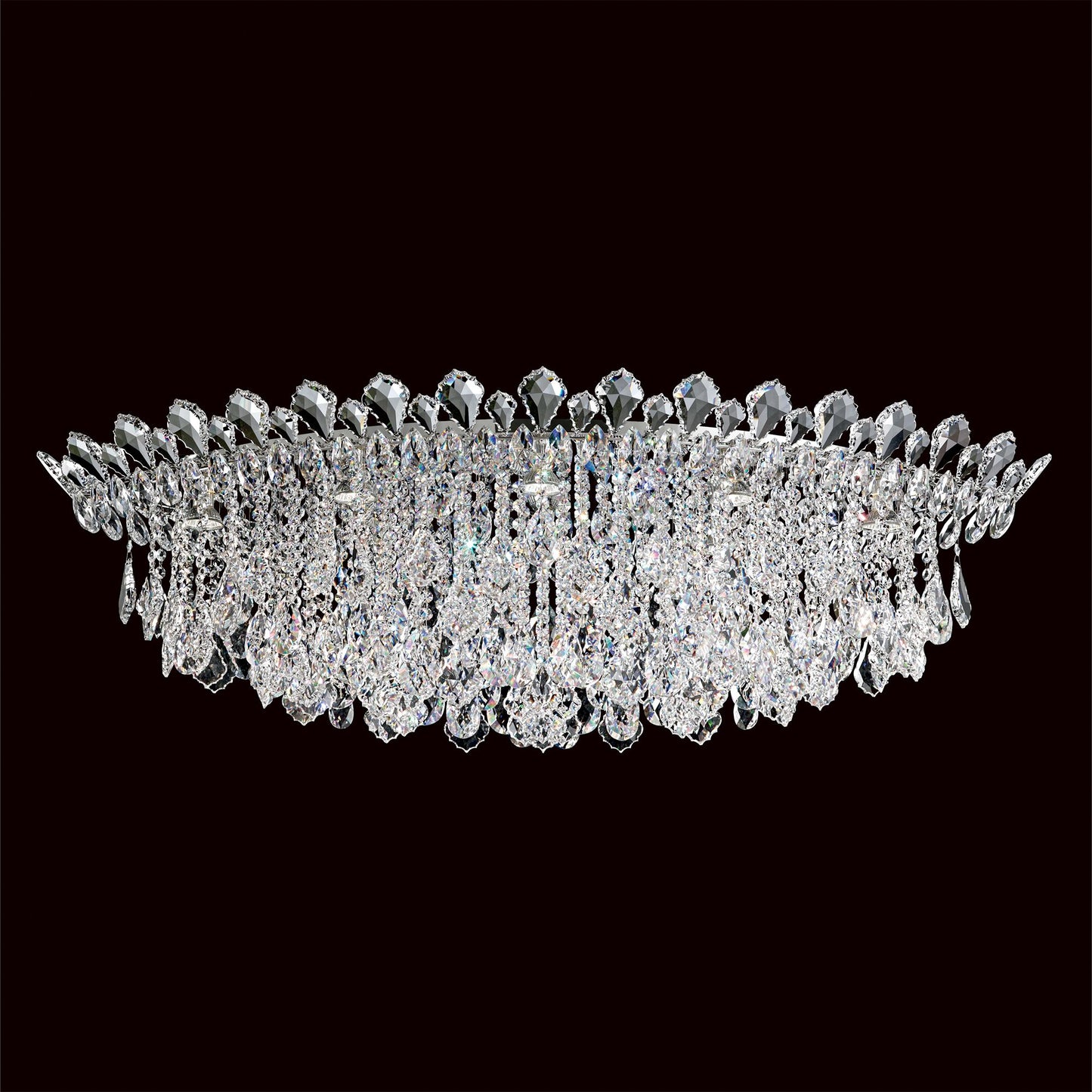Trilliane Strands 15.5"H x 45"W 8-Lt Crystal Flush in Pol Stainle