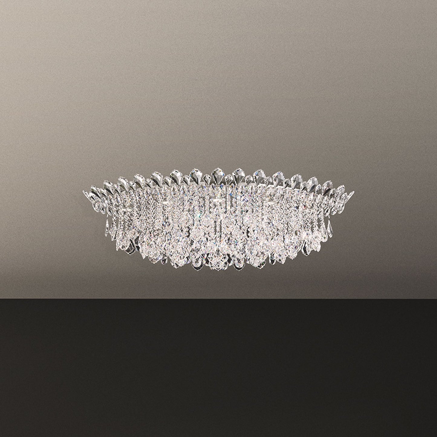 Trilliane Strands 15.5"H x 45"W 8-Lt Crystal Flush in Pol Stainle