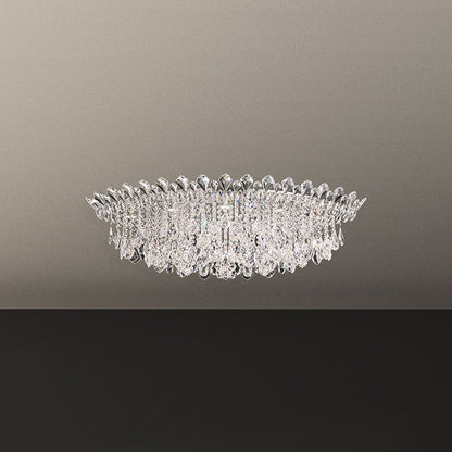Trilliane Strands 15.5"H x 45"W 8-Lt Crystal Flush in Pol Stainle