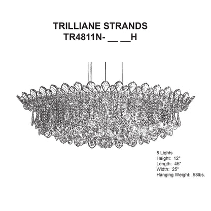 Trilliane Strands 15"H x 45"W 8-Lt Crystal Pendant in Pol Stainle