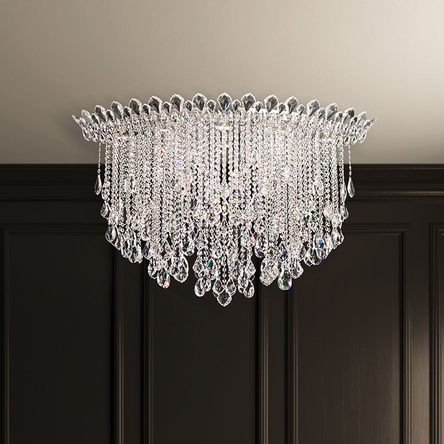 Trilliane Strands 28.5"H x 45"W 8-Lt Crystal Flush in Pol Stainle